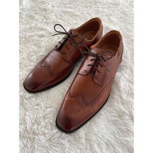 FLORSHEIM Sorrento Mens Cognac Leather Wingtip Dress Shoes Size 11
